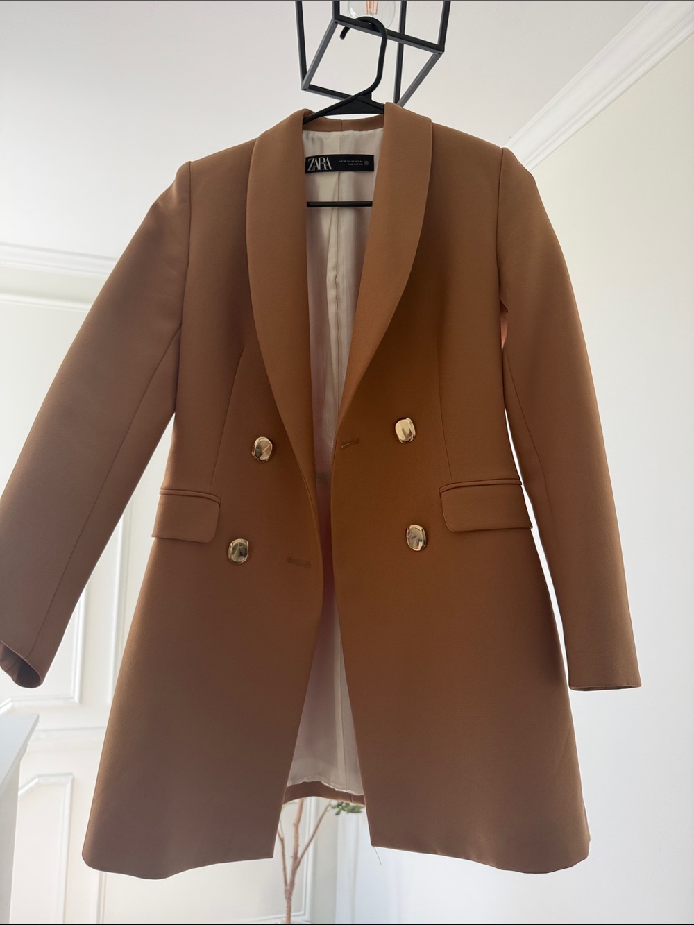 ZARA Camel Double-Breasted Blazer Jacket